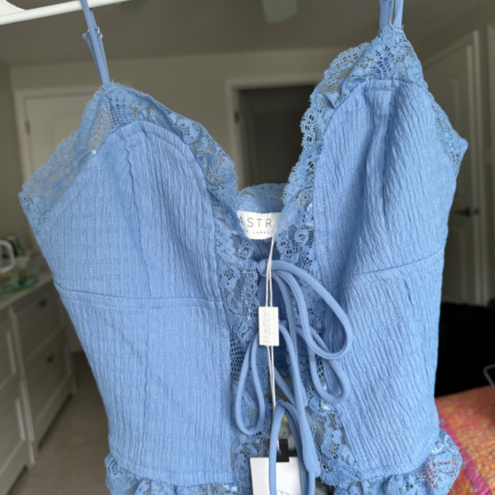 ASTR Blue Lace Tank Top XS NWOT